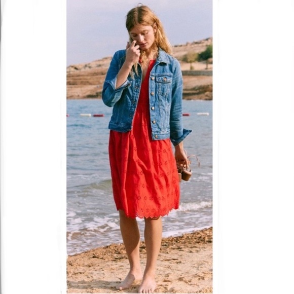madewell scalloped eyelet midi dress
